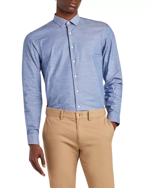 Dobby Slim Fit Dress Shirt - Lavender Ben Sherman Long Sleeve Shirts Men Reliable Lavender