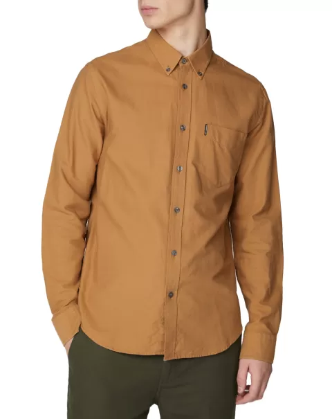 Long-Sleeve Oxford Shirt - Camel Long Sleeve Shirts Camel Ben Sherman Men Online