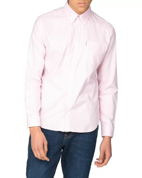 Long-Sleeve Polka Dot Oxford Shirt - Pink Lowest Price Guarantee Long Sleeve Shirts Men Pink Ben Sherman