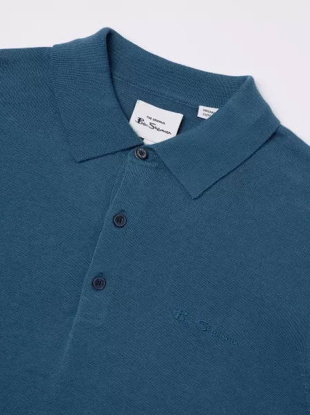 Short-Sleeve Signature Knit Polo - Wedgewood Blue Ben Sherman Wedgewood Blue Price Slash Men Mod Knit Polos