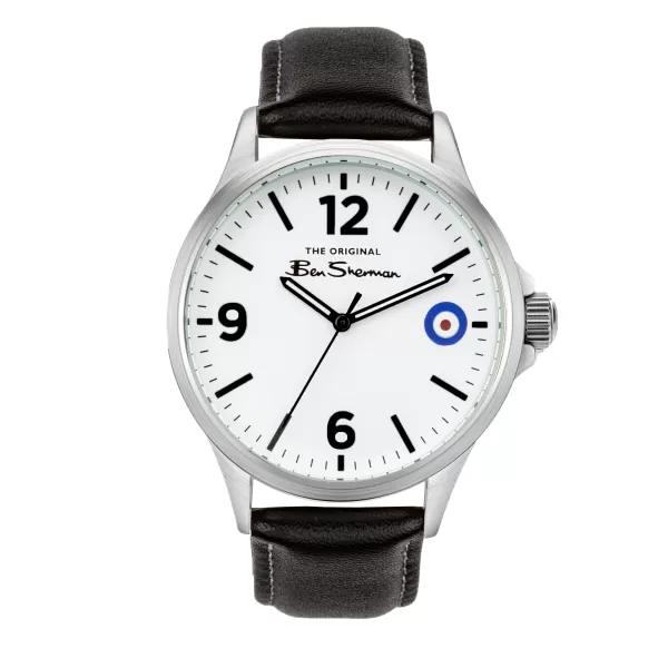 Watches Black/White/Silver Ben Sherman Men Contemporary Men's Strap Watch, 41Mm - Black/White/Silver