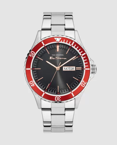 Watches Men's Stainless Steel Strap Watch, 44Mm - Silver/Black/Silver Ben Sherman Men Silver/Black/Silver Clean