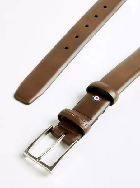 Ben Sherman Lynton Leather Dress Belt - Brown Men Creative Brown Belts