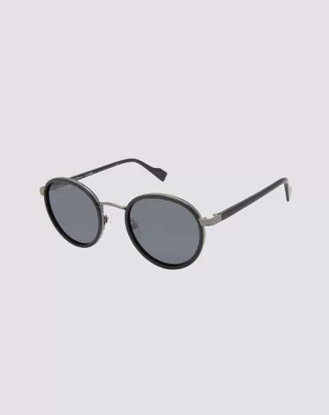 Men Manchester Polarized Round Eco Sunglasses - Black Ben Sherman Sunglasses Black Top