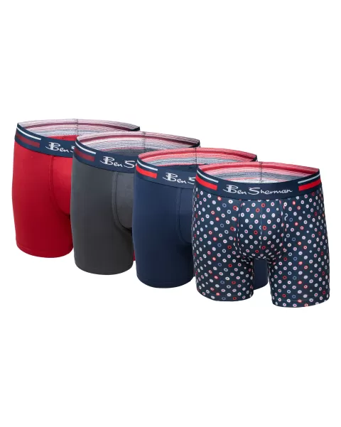Men's 4-Pack Microfiber Print & Solid No-Fly Boxer Briefs - Multi Maximize Ben Sherman Men Multi Underwear