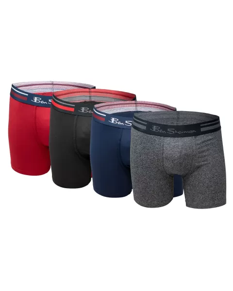 Sale Men's 4-Pack Microfiber Solid No-Fly Boxer Briefs - Multi Ben Sherman Men Underwear Multi
