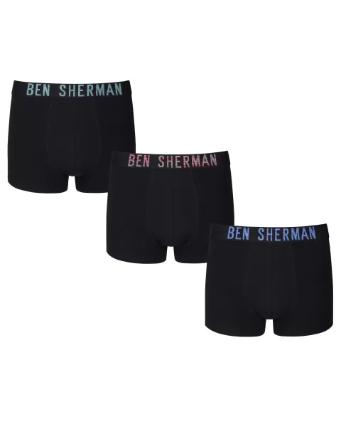 Ben Sherman Black Berry Men's 3-Pack Fitted No-Fly Boxer-Briefs - Black Men Affordable Underwear