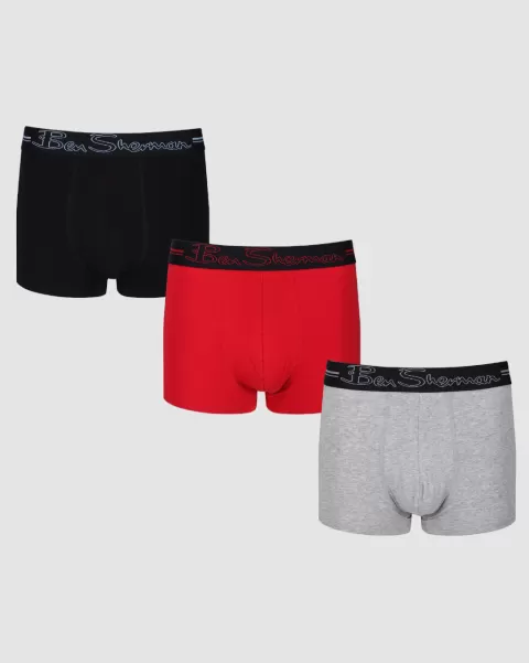 Craft Ben Sherman Clay 3-Pack Fitted No-Fly Boxer-Briefs Underwear Men Black/Grey Marl/Red