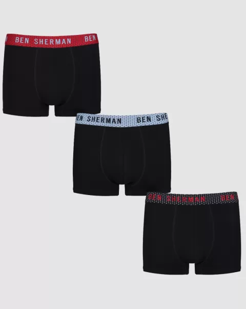 Ethan Men's 3-Pack Fitted No-Fly Boxer-Briefs - Black Men Classic Ben Sherman Black Underwear