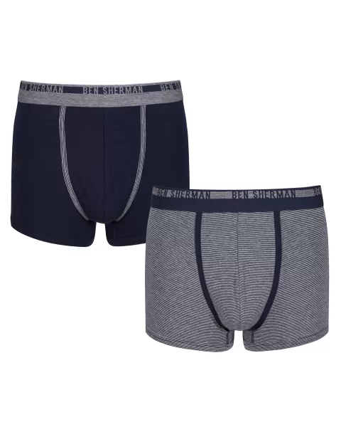 Pioneer Navy Stripe Underwear Men Ben Sherman Isaiah Men's 2-Pack Fitted No-Fly Boxer-Briefs - Navy Stripe