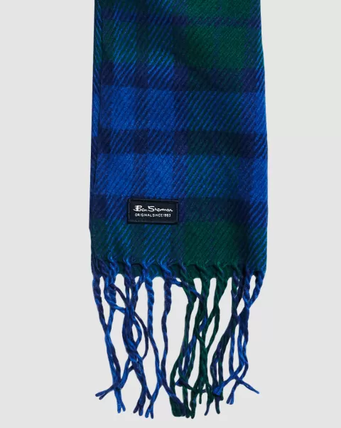 Scarves & Cold Weather Signature Woven Plaid Scarf State-Of-The-Art Rain Forest/True Blue Ben Sherman Men